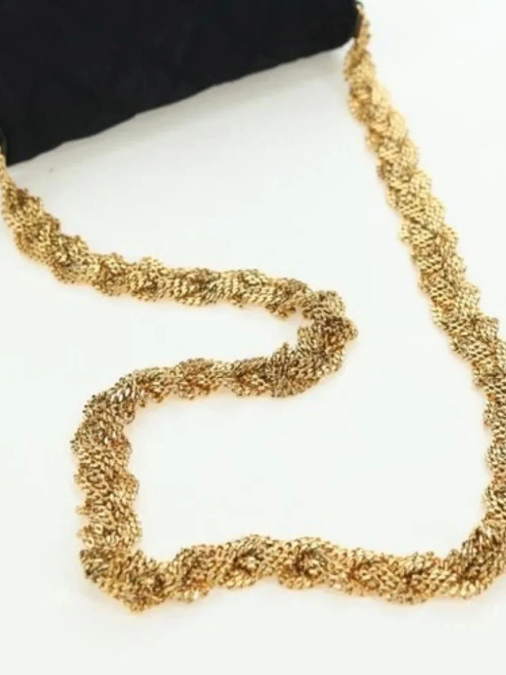 CHANEL Matelasse Chain Shoulder Bag Satin Black Gold CC Auth 168914V